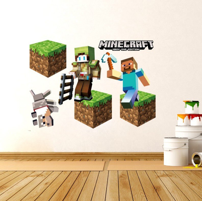 3D Gaming Wall Art Stickers MINE Home Decor Decals PVC Kids Room Game Poster A - Go2buy Australia