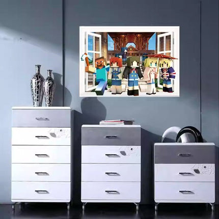 3D Gaming Wall Art Stickers MINE Home Decor Decals PVC Kids Room Game Poster B - Go2buy Australia