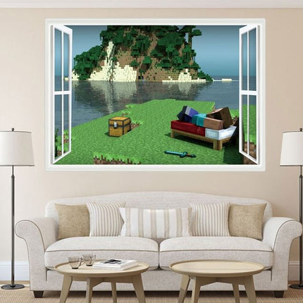 3D Gaming Wall Art Stickers MINE Home Decor Decals PVC Kids Room Game Poster C - Go2buy Australia
