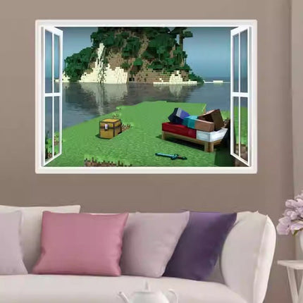 3D Gaming Wall Art Stickers MINE Home Decor Decals PVC Kids Room Game Poster C - Go2buy Australia