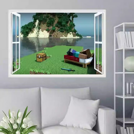3D Gaming Wall Art Stickers MINE Home Decor Decals PVC Kids Room Game Poster C - Go2buy Australia