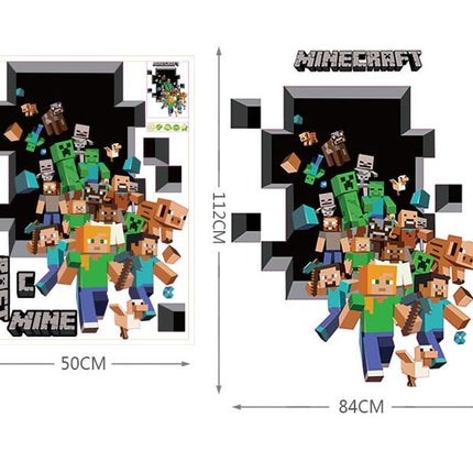 3D Gaming Wall Art Stickers MINE Home Decor Decals PVC Kids Room Game Poster D - Go2buy Australia