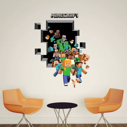 3D Gaming Wall Art Stickers MINE Home Decor Decals PVC Kids Room Game Poster D - Go2buy Australia