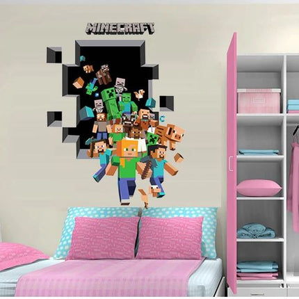 3D Gaming Wall Art Stickers MINE Home Decor Decals PVC Kids Room Game Poster D - Go2buy Australia