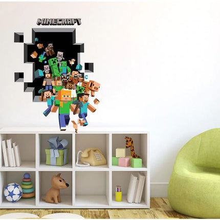 3D Gaming Wall Art Stickers MINE Home Decor Decals PVC Kids Room Game Poster D - Go2buy Australia