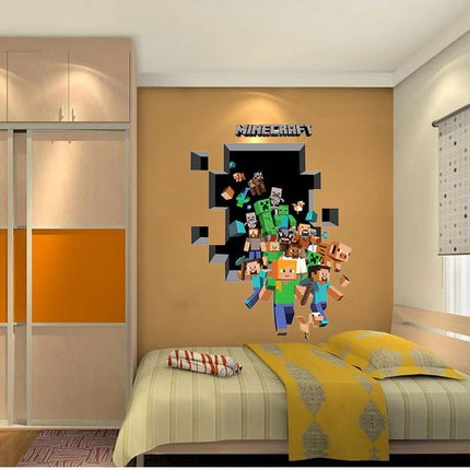 3D Gaming Wall Art Stickers MINE Home Decor Decals PVC Kids Room Game Poster D - Go2buy Australia