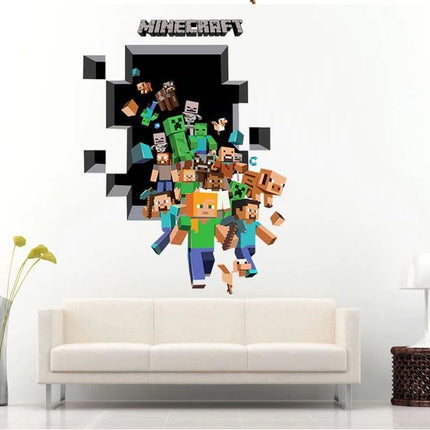 3D Gaming Wall Art Stickers MINE Home Decor Decals PVC Kids Room Game Poster D - Go2buy Australia