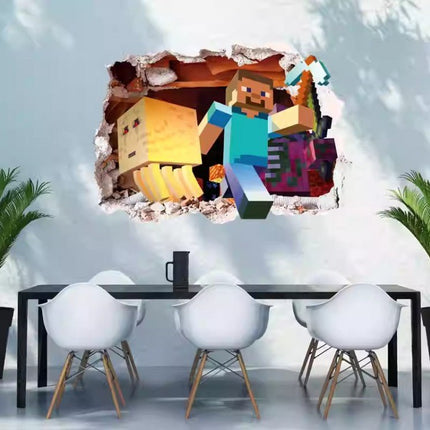 3D Gaming Wall Art Stickers MINE Home Decor Decals PVC Kids Room Game Poster E - Go2buy Australia