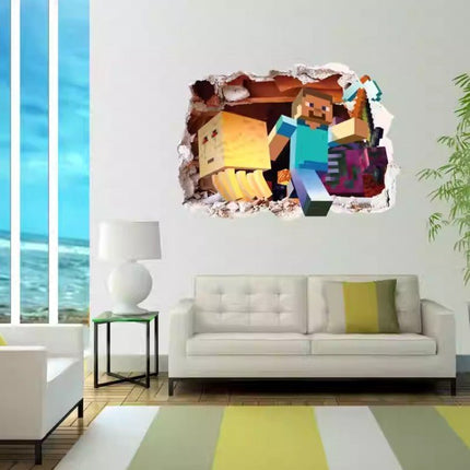 3D Gaming Wall Art Stickers MINE Home Decor Decals PVC Kids Room Game Poster E - Go2buy Australia
