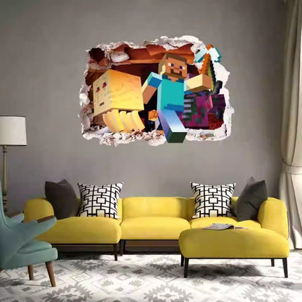 3D Gaming Wall Art Stickers MINE Home Decor Decals PVC Kids Room Game Poster E - Go2buy Australia
