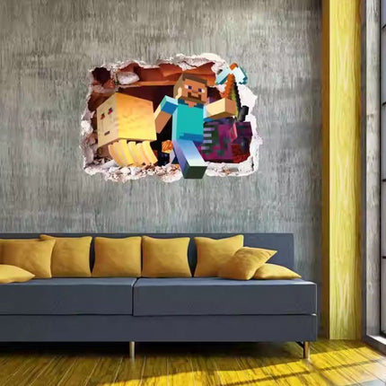 3D Gaming Wall Art Stickers MINE Home Decor Decals PVC Kids Room Game Poster E - Go2buy Australia