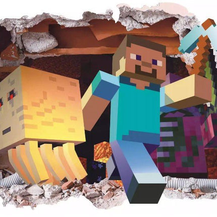 3D Gaming Wall Art Stickers MINE Home Decor Decals PVC Kids Room Game Poster E - Go2buy Australia