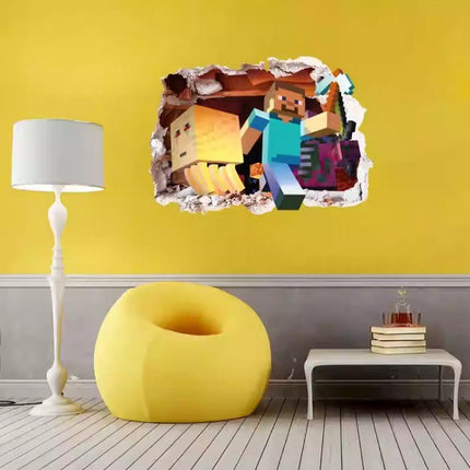 3D Gaming Wall Art Stickers MINE Home Decor Decals PVC Kids Room Game Poster E - Go2buy Australia