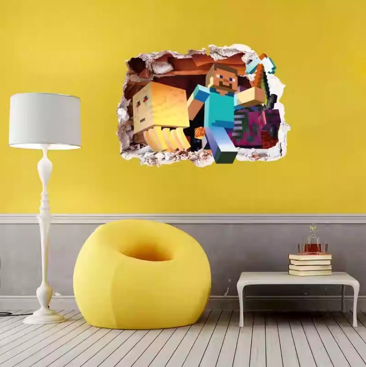 3D Gaming Wall Art Stickers MINE Home Decor Decals PVC Kids Room Game Poster E - Go2buy Australia