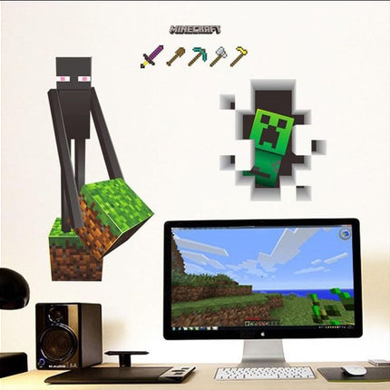3D Gaming Wall Art Stickers MINE Home Decor Decals PVC Kids Room Game Poster F - Go2buy Australia