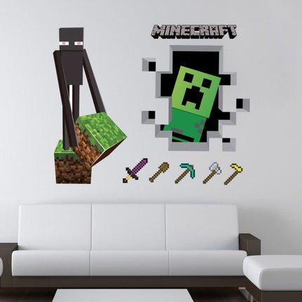 3D Gaming Wall Art Stickers MINE Home Decor Decals PVC Kids Room Game Poster F - Go2buy Australia