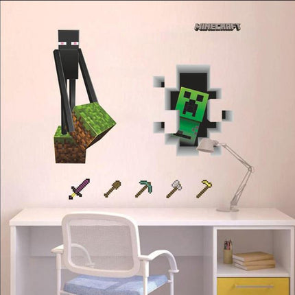 3D Gaming Wall Art Stickers MINE Home Decor Decals PVC Kids Room Game Poster F - Go2buy Australia