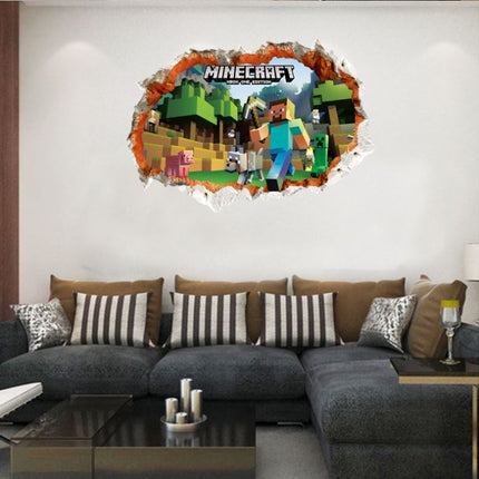 3D Gaming Wall Art Stickers MINE Home Decor Decals PVC Kids Room Game Poster I - Go2buy Australia
