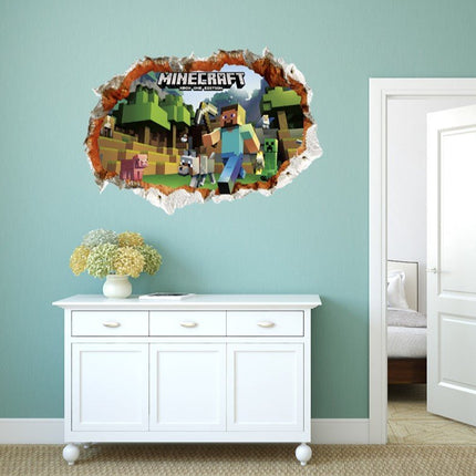 3D Gaming Wall Art Stickers MINE Home Decor Decals PVC Kids Room Game Poster I - Go2buy Australia