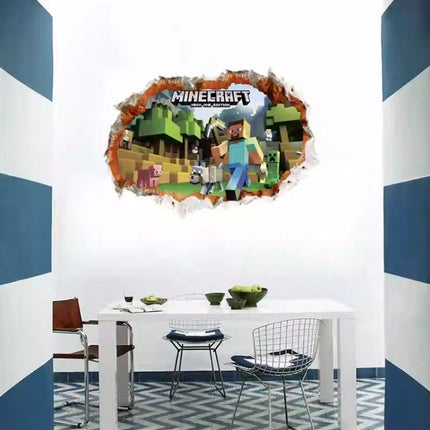 3D Gaming Wall Art Stickers MINE Home Decor Decals PVC Kids Room Game Poster I - Go2buy Australia