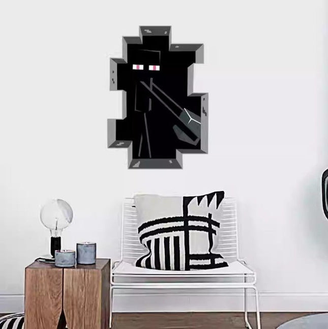 3D Gaming Wall Art Stickers MINE Home Decor Decals PVC Kids Room Game Poster J - Go2buy Australia