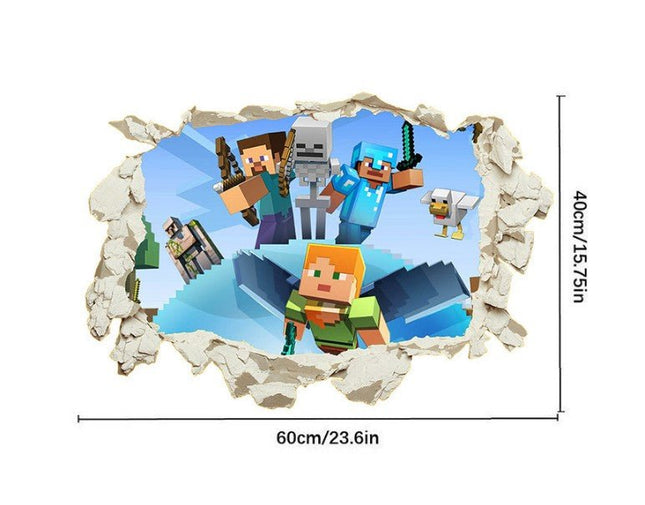 3D Gaming Wall Art Stickers MINE Home Decor Decals PVC Kids Room Game Poster K - Go2buy Australia