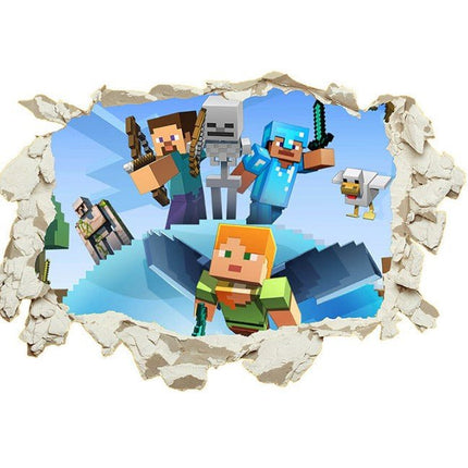 3D Gaming Wall Art Stickers MINE Home Decor Decals PVC Kids Room Game Poster K - Go2buy Australia