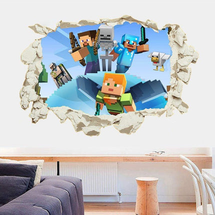 3D Gaming Wall Art Stickers MINE Home Decor Decals PVC Kids Room Game Poster K - Go2buy Australia