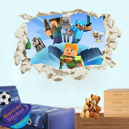 3D Gaming Wall Art Stickers MINE Home Decor Decals PVC Kids Room Game Poster K - Go2buy Australia