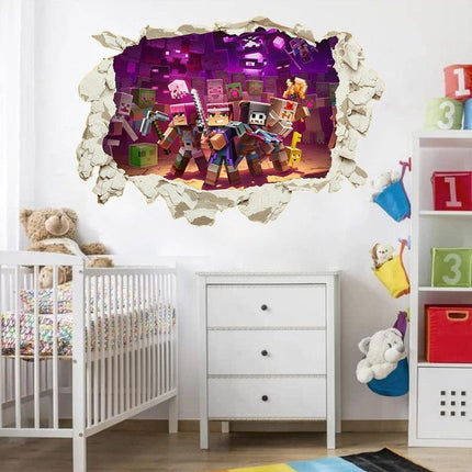3D Gaming Wall Art Stickers MINE Home Decor Decals PVC Kids Room Game Poster L - Go2buy Australia