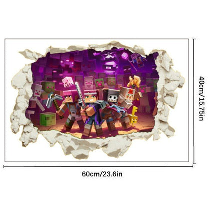 3D Gaming Wall Art Stickers MINE Home Decor Decals PVC Kids Room Game Poster L - Go2buy Australia