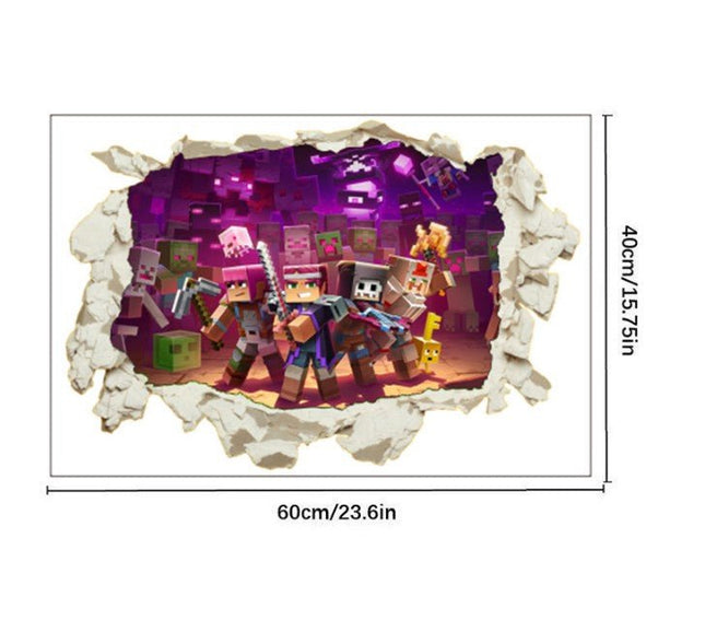3D Gaming Wall Art Stickers MINE Home Decor Decals PVC Kids Room Game Poster L - Go2buy Australia