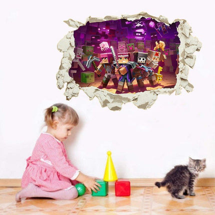 3D Gaming Wall Art Stickers MINE Home Decor Decals PVC Kids Room Game Poster L - Go2buy Australia