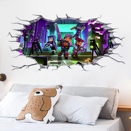 3D Gaming Wall Art Stickers MINE Home Decor Decals PVC Kids Room Game Poster M - Go2buy Australia
