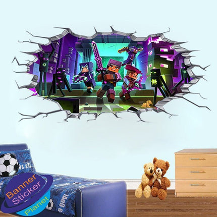 3D Gaming Wall Art Stickers MINE Home Decor Decals PVC Kids Room Game Poster M - Go2buy Australia