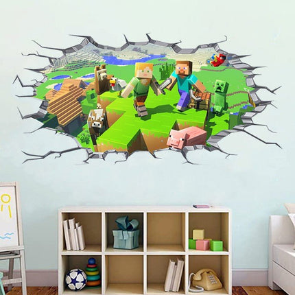 3D Gaming Wall Art Stickers MINE Home Decor Decals PVC Kids Room Game Poster N - Go2buy Australia