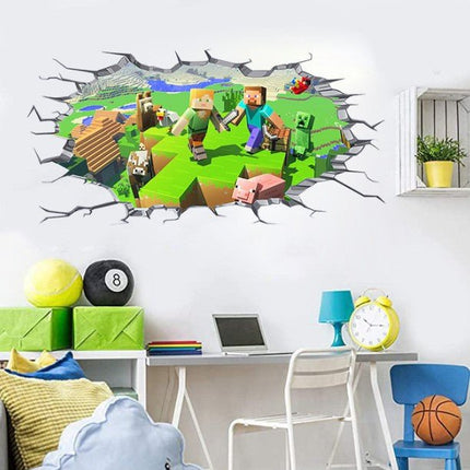 3D Gaming Wall Art Stickers MINE Home Decor Decals PVC Kids Room Game Poster N - Go2buy Australia