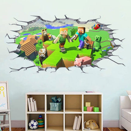 3D Gaming Wall Art Stickers MINE Home Decor Decals PVC Kids Room Game Poster N - Go2buy Australia