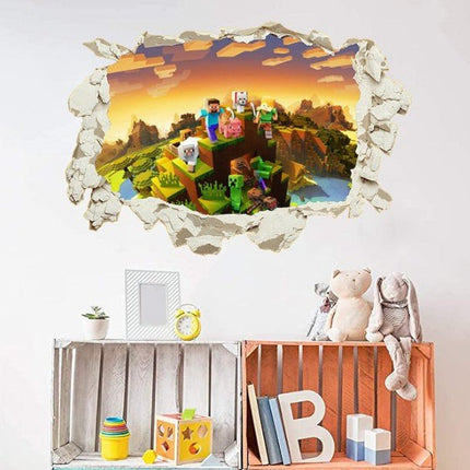 3D Gaming Wall Art Stickers MINE Home Decor Decals PVC Kids Room Game Poster O - Go2buy Australia
