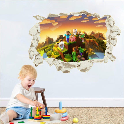 3D Gaming Wall Art Stickers MINE Home Decor Decals PVC Kids Room Game Poster O - Go2buy Australia