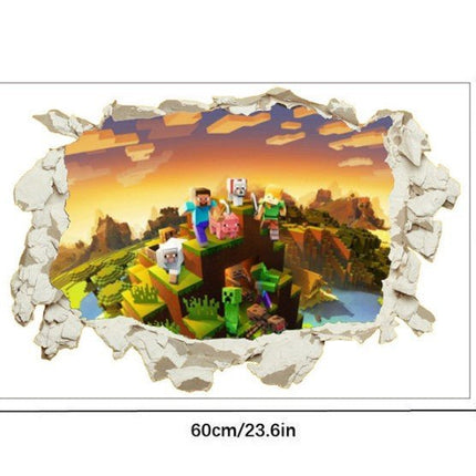 3D Gaming Wall Art Stickers MINE Home Decor Decals PVC Kids Room Game Poster O - Go2buy Australia