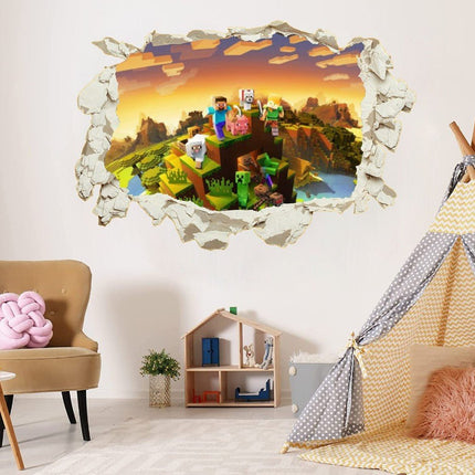 3D Gaming Wall Art Stickers MINE Home Decor Decals PVC Kids Room Game Poster O - Go2buy Australia