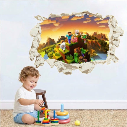 3D Gaming Wall Art Stickers MINE Home Decor Decals PVC Kids Room Game Poster O - Go2buy Australia