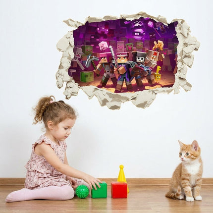 3D Gaming Wall Art Stickers Pixel Block Game Decals PVC Kids Room Decor L - Go2buy Australia