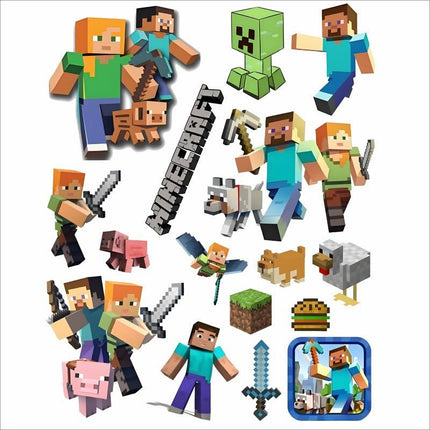 3D Gaming Wall Art Stickers Pixel Block Game Decals PVC Kids Room Decor Q - Go2buy Australia