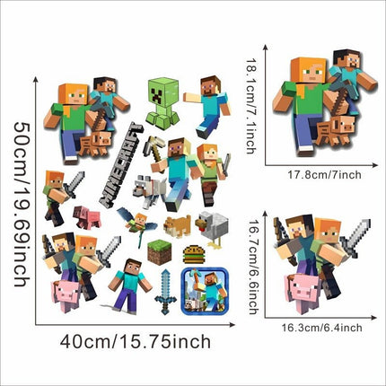 3D Gaming Wall Art Stickers Pixel Block Game Decals PVC Kids Room Decor Q - Go2buy Australia