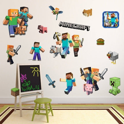 3D Gaming Wall Art Stickers Pixel Block Game Decals PVC Kids Room Decor Q - Go2buy Australia