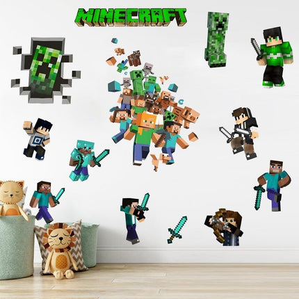 3D Gaming Wall Art Stickers Pixel Monster Game Decals PVC Kids Room Decor R - Go2buy Australia