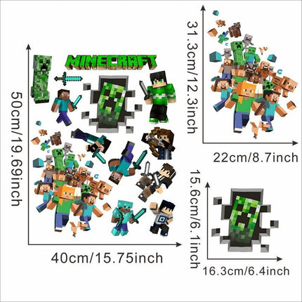 3D Gaming Wall Art Stickers Pixel Monster Game Decals PVC Kids Room Decor R - Go2buy Australia
