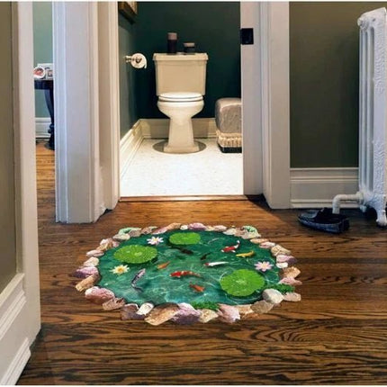 3D Koi Pond Floor Sticker – Fish Lotus Water Decal 90x60cm - Go2buy Australia